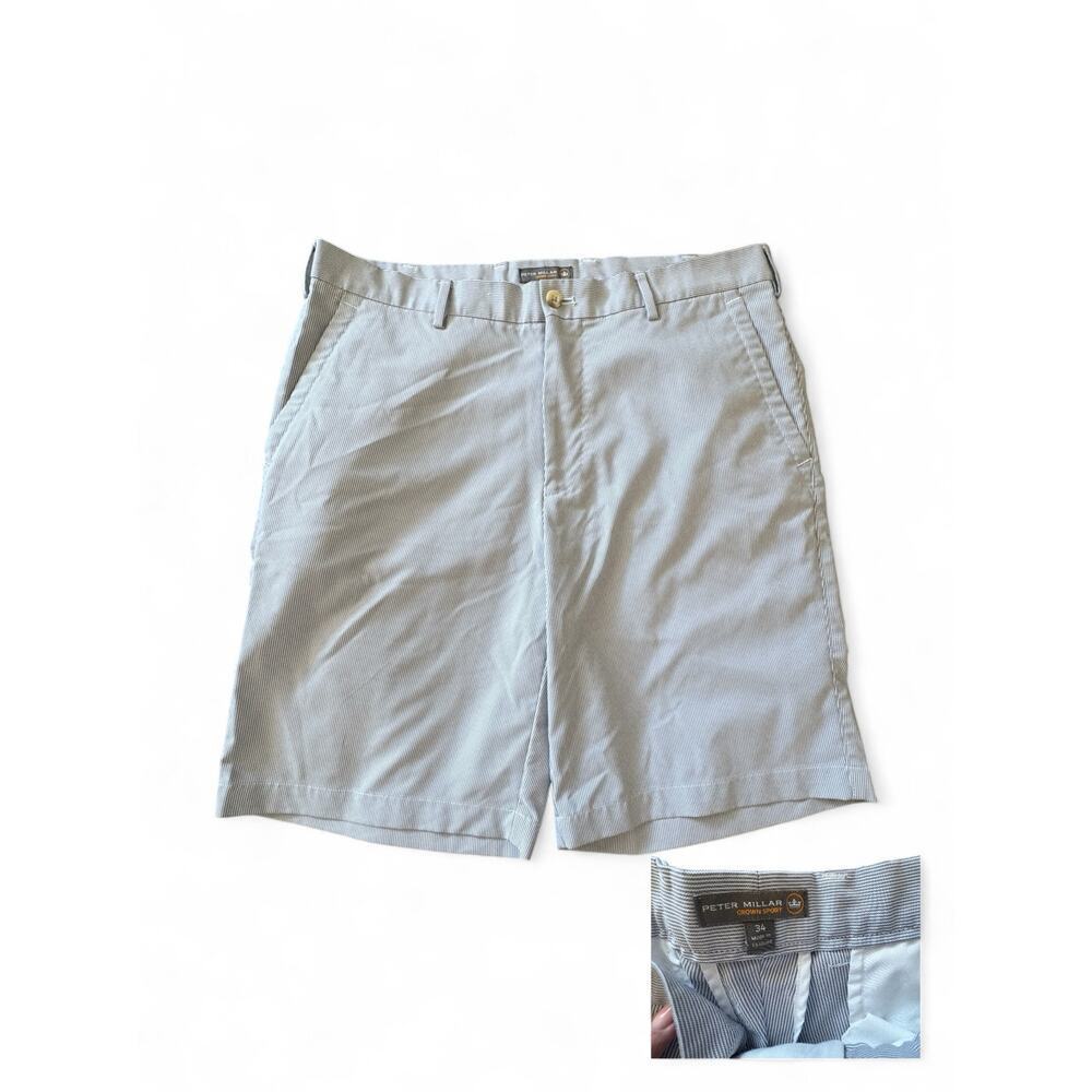 Peter Millar Crown Sport Blue Stripe Golf Shorts 34 Classic Fit golfbro